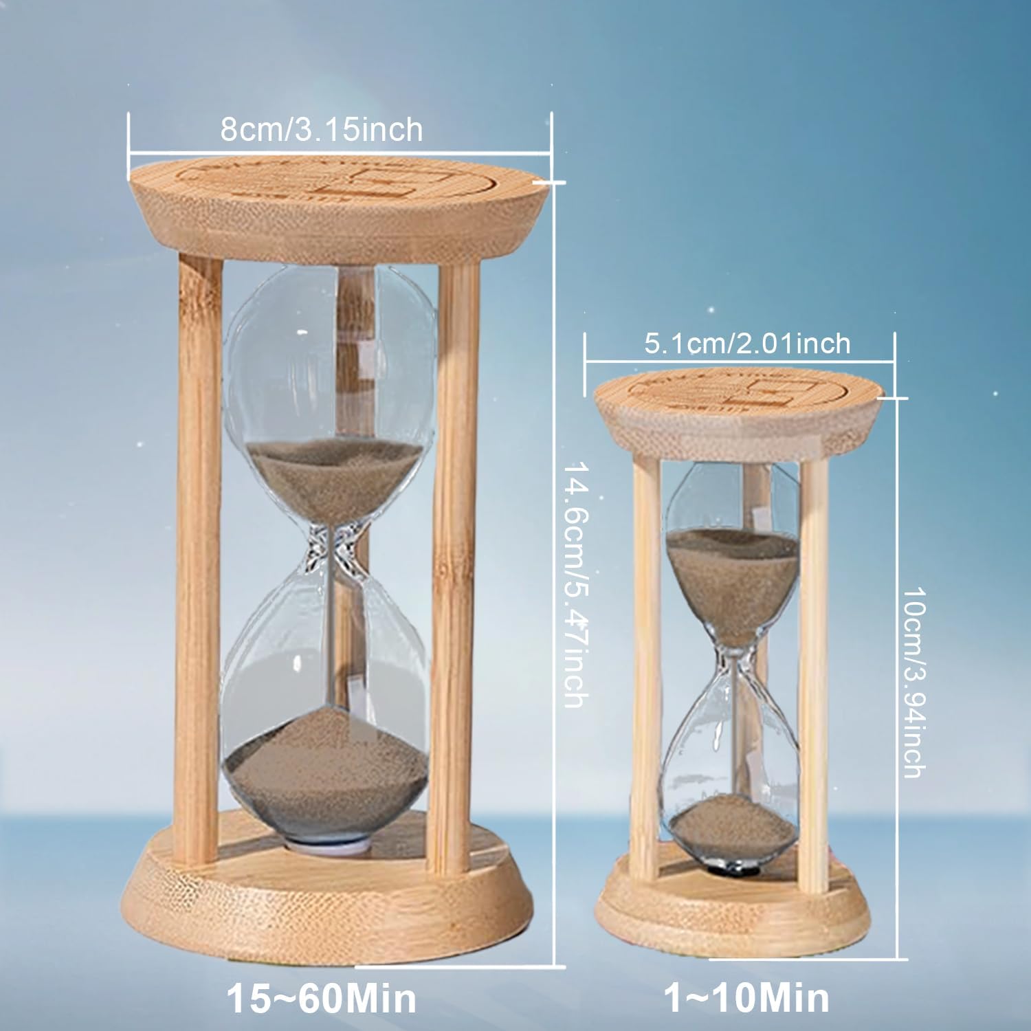 Sand Timer 3 Minute, Small Hourglass 3 Minute,Mini Bamboo Sandglass Timer,Wood Sand Clock for Toothbrush Timer,Cooking,Baking,Game, Gift