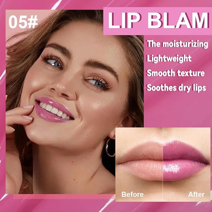 Summer Glow Reviver Lip Balm Butter Lip Gloss, Melting Lip Serum, Ultra-Hydrating Natural Vegan Lip Oil, Sheer-Tinted Shine & Hydration, Soothes & Softens Dry Lips (Purple)