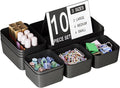 Plastic Drawer Organizers, 10 PCS Drawer Organizer Bins, Bathroom and Vanity Organizer Plastic Tray, Makeup Organizer and Storage for Makeup, Bedroom, Kitchen Gadgets Utensils and Office (Black)