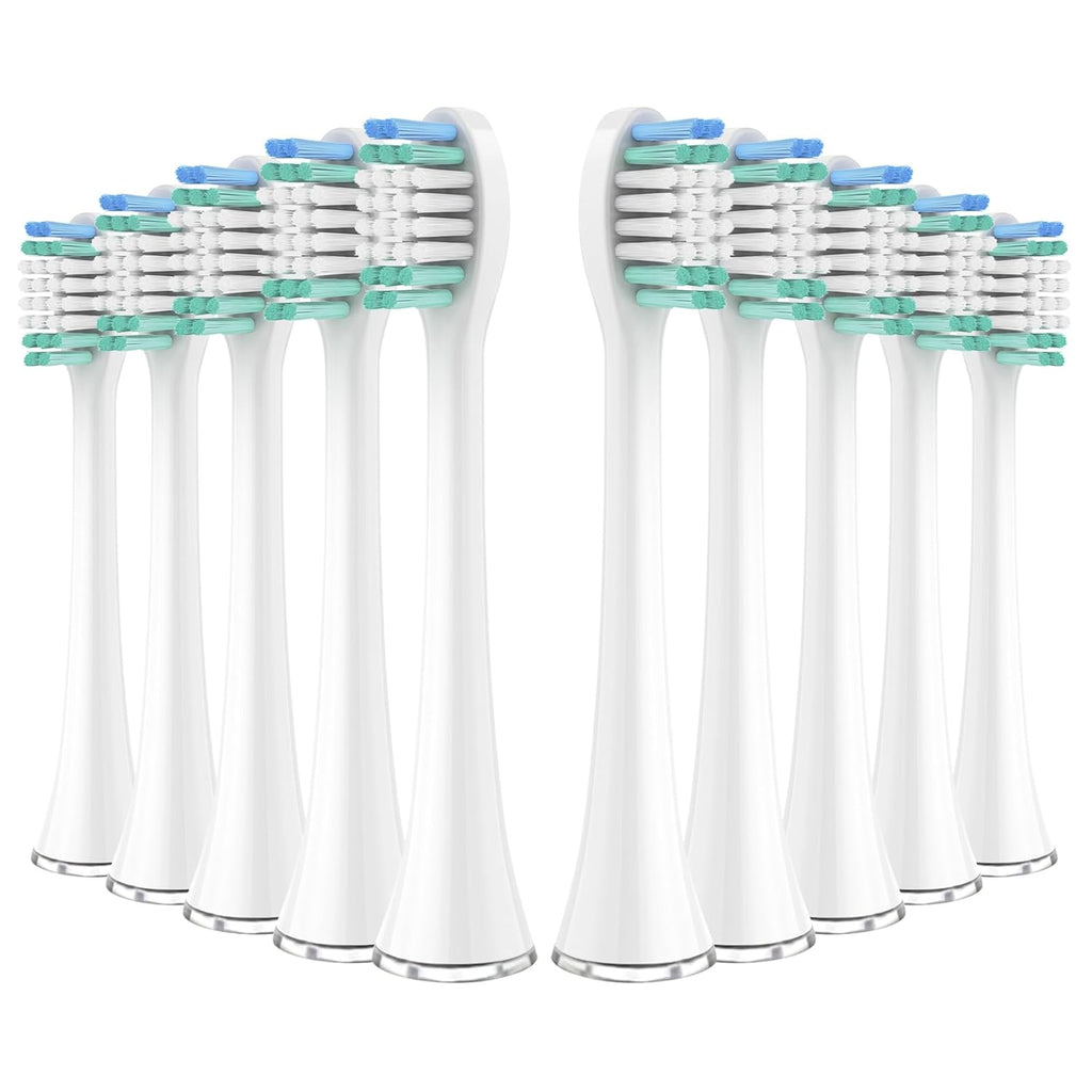 Replacement Toothbrush Heads for AquaSonic Black Series, Vibe Series, Black Series Pro,and for Duo Pro Electric Toothbrush White, Pack of 10
