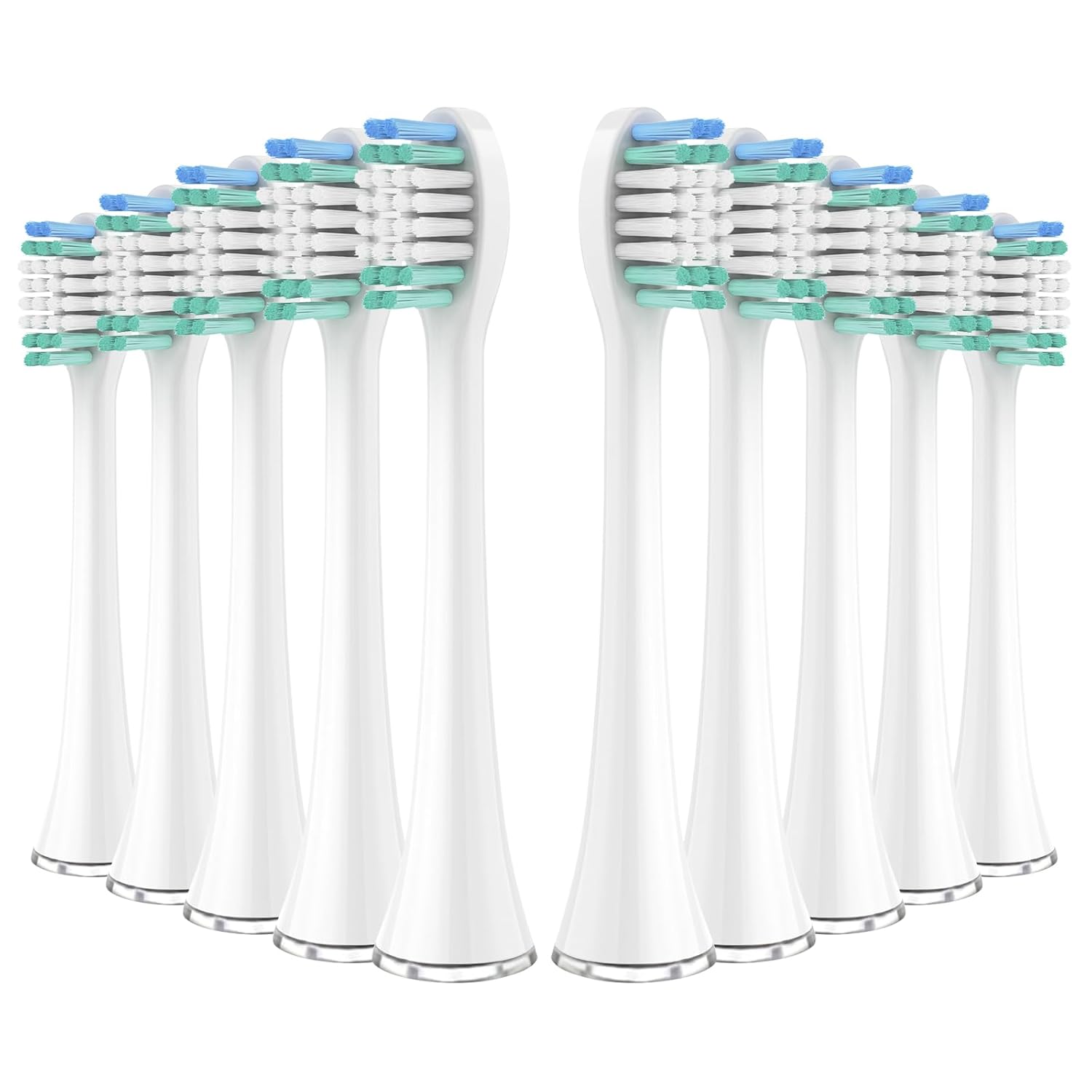 Replacement Toothbrush Heads for AquaSonic Black Series, Vibe Series, Black Series Pro,and for Duo Pro Electric Toothbrush White, Pack of 10