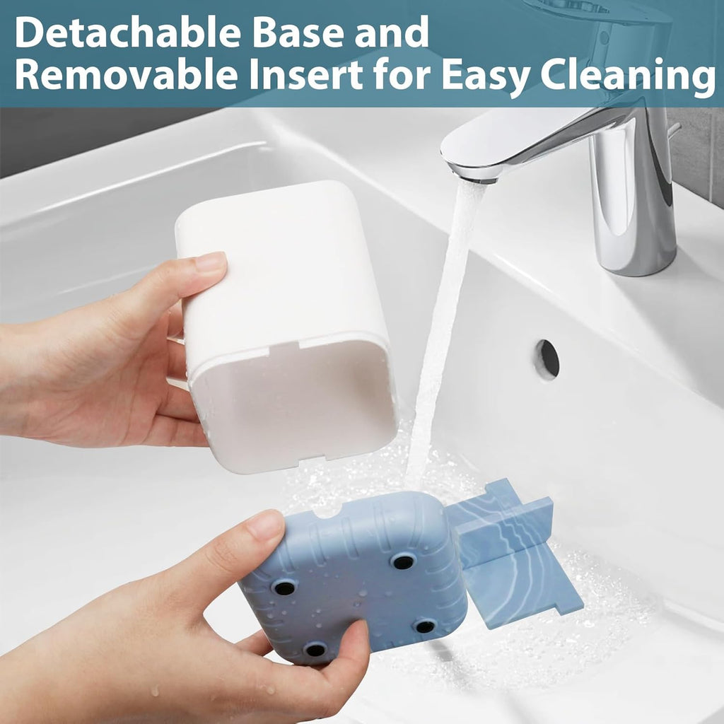 Boperzi Toothbrush and Razor Holder for Bathrooms - Countertop Organizer With Drainage, Anti-Slip Kids Toothpaste Caddy for Electric Toothbrush, Shower, Vanity - Blue