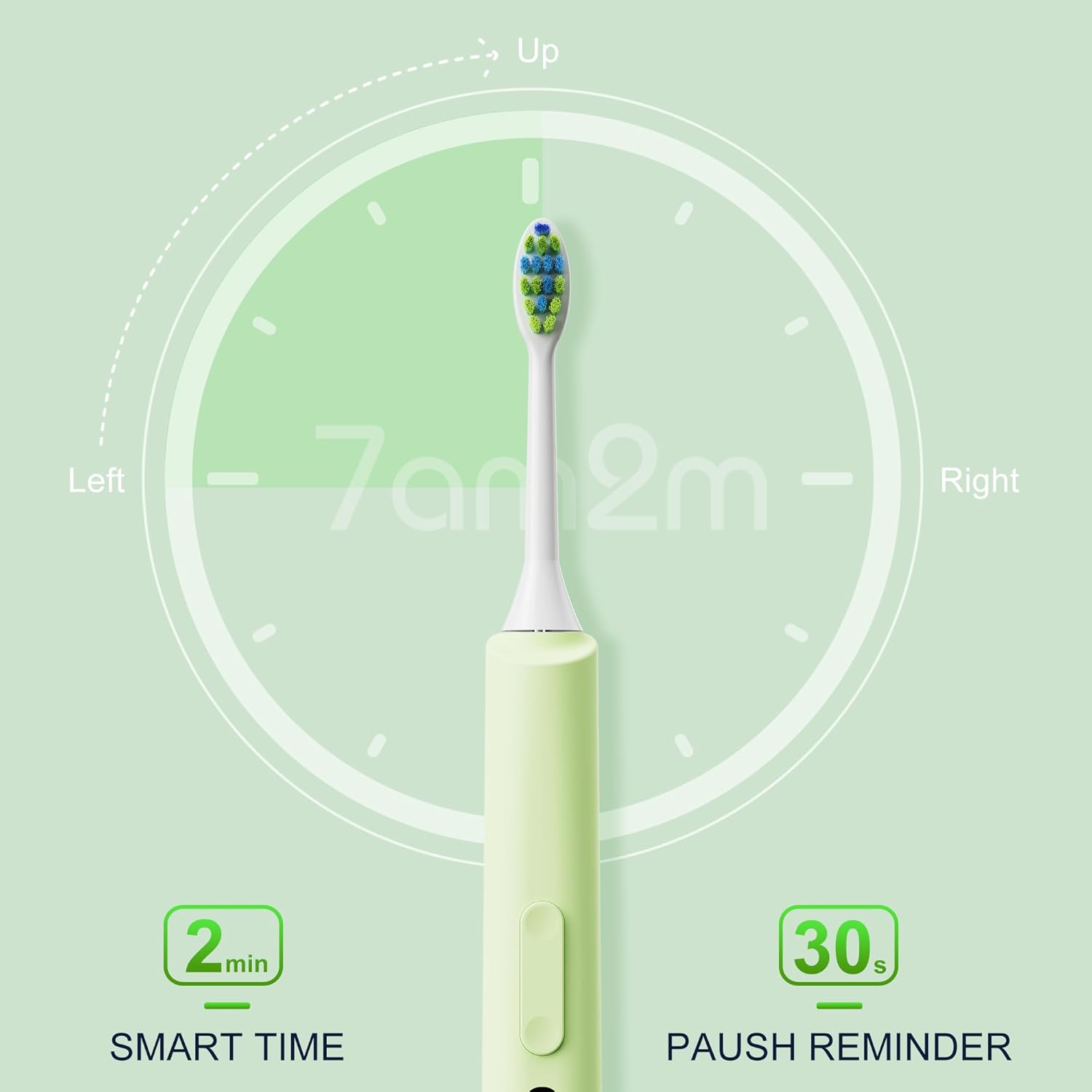 7AM2M Sonic Electric Toothbrush for Adults and Kids, 40000VPM Power Toothbrushes, USB-C Rechargeable with 4 Brush Heads, 5 Modes, 2 Minutes Built in Smart Timer, One Charge for 60 Days (Green)