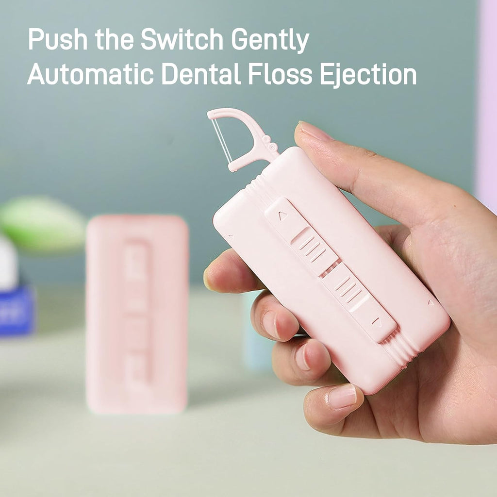 Portable Dental Floss Dispenser with Dual-Line Floss Picks – Travel-Friendly Tooth Cleaning Tool with Mint Flavor for Fresh Breath – Effective Oral Care Holder for Teeth, Flossers, and Toothpicks.
