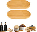2PCS Bamboo Bathroom Trays - Suitable for The Bathroom,Kitchen,Breakfast Tray and Decorative Tray (6.88 in * 3.46 in)
