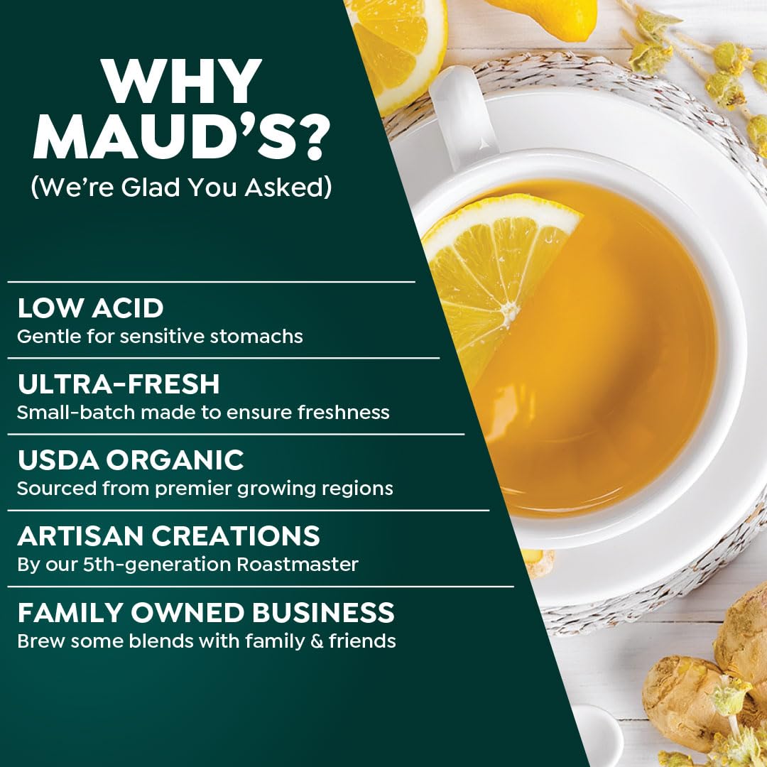 Maud's Organic Passion Green Tea Pods, 100 ct, Recyclable Single Serve Tea Pods – 100% Gourmet Blended Tea Leaves, Compatible with Keurig K Cups Maker