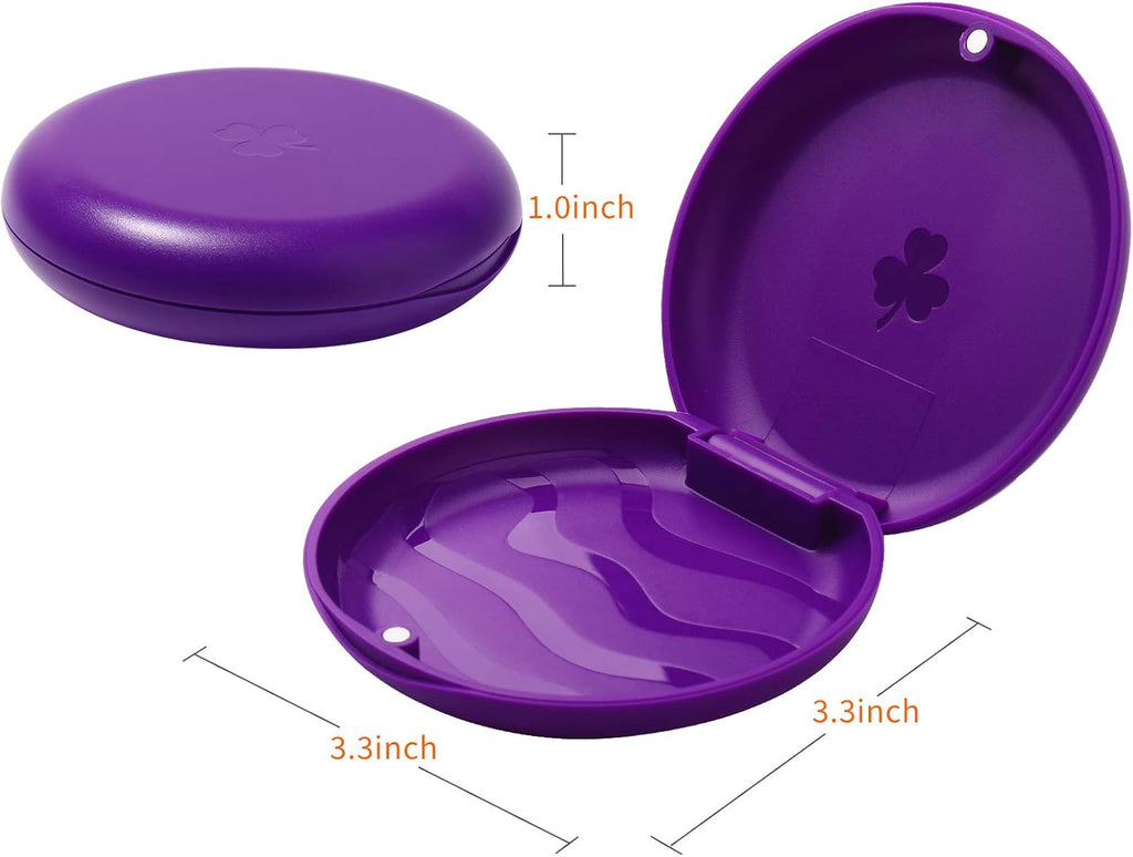 2 Pack Retainer Cases,Solid Orthodontic Retainer Case (Purple)