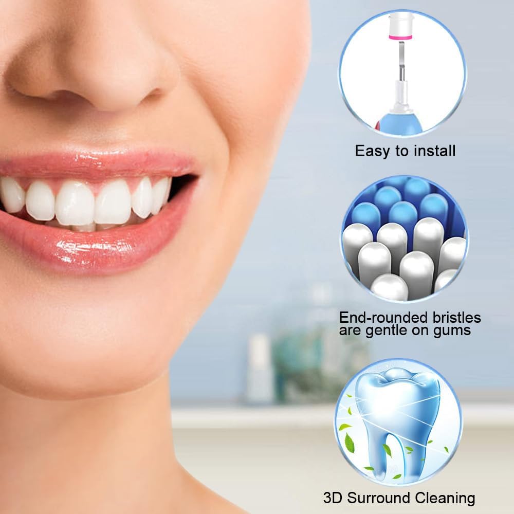 Sensitive Gum Care Brush Heads Compatible with Oral B Electric Toothbrushes, 8 Pack Professional Toothbrush Heads for Oral B Replacement Head Refills Pro 500/1000/1500/3000/3757/5000/7000/7500/8000.