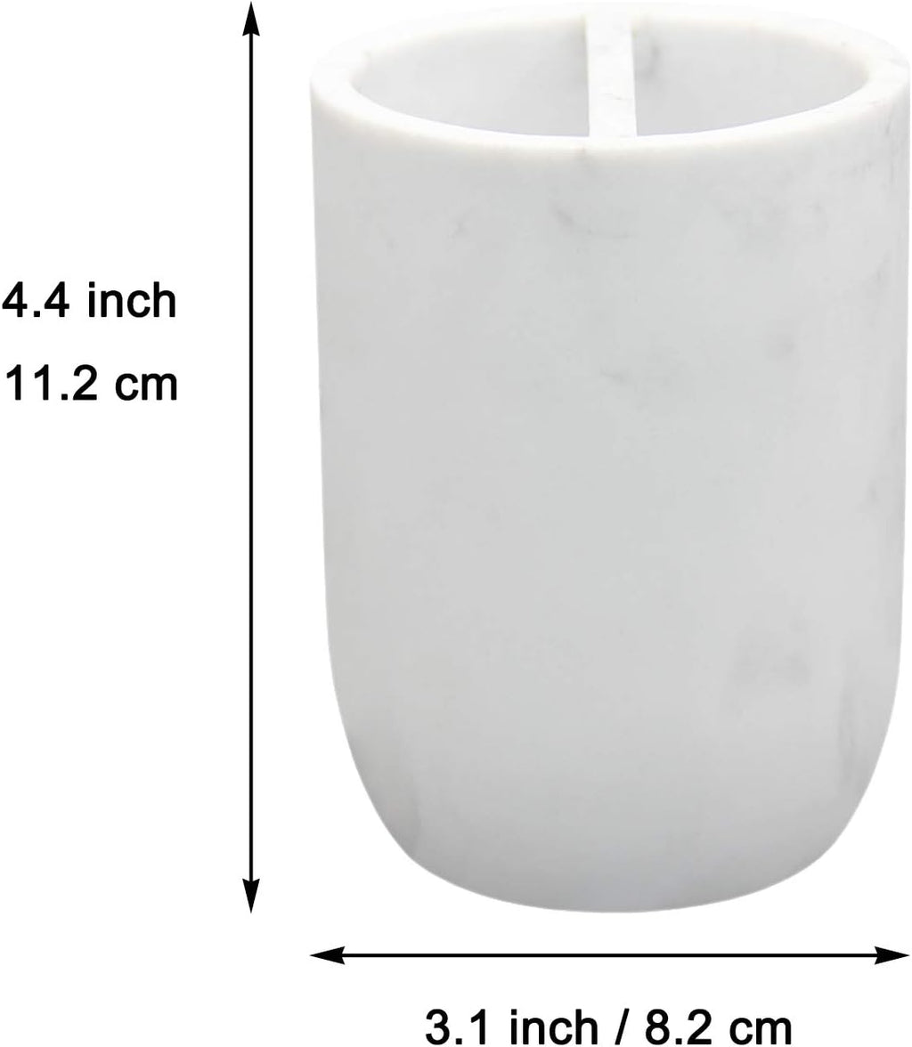 Toothbrush Holder Polyresin Toothbrush Organizer Stand,Multi-Functional Toothpaste Holder Makeup Brushes Cup Razors Holder for Bathroom Vanity Countertop,Ideal for Home, Hotel (Marble Style) (1Pack)