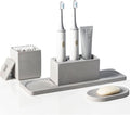 Bathroom Accessory Set Grey, Diatomite, Bathroom Accessories Countertop Complete with Electric Toothbrush Holders, Soap Dish Set