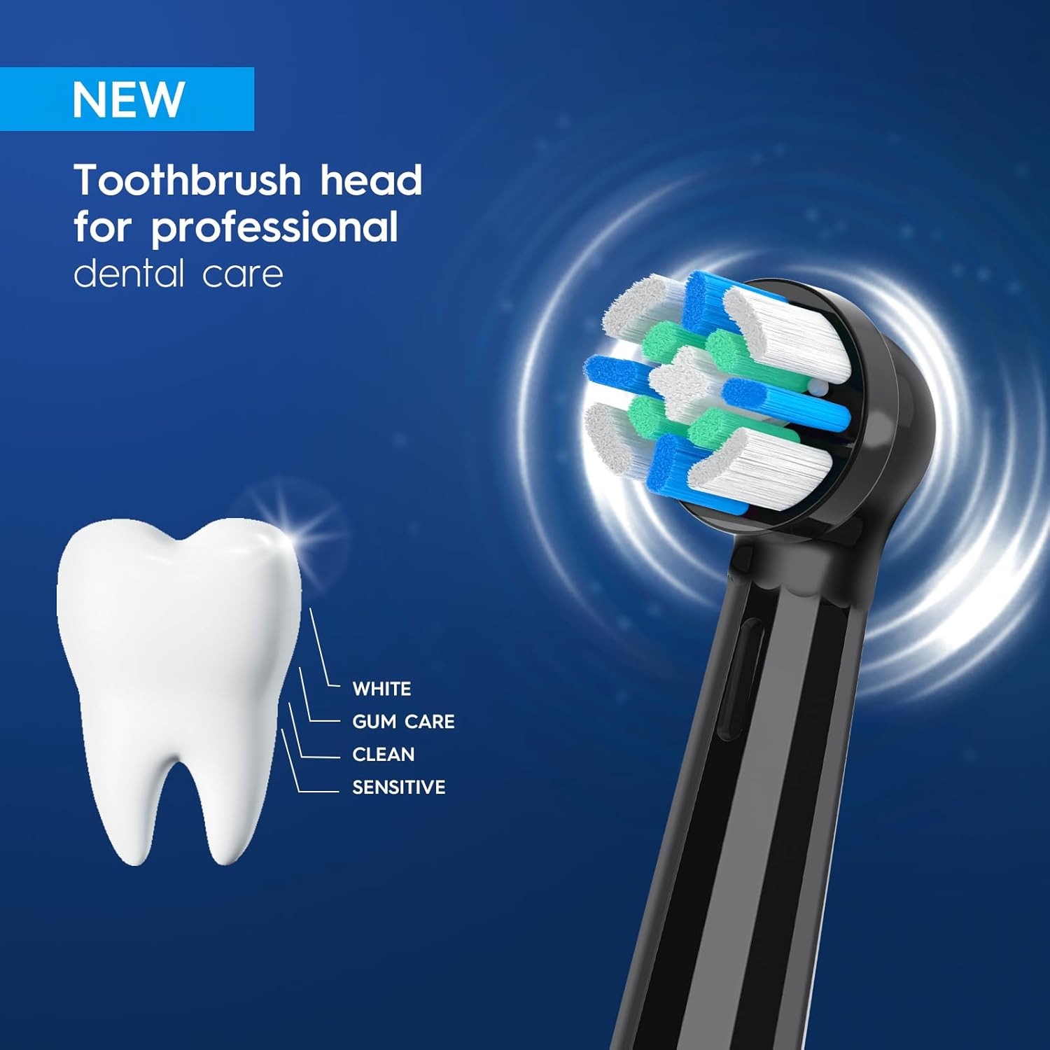 8 Pack Smart Cleaning Replacement Heads Compatible with Oral B iO 2 3 4 5 6 7 8 9 10 Series Electric Toothbrush, Brush Heads Compatible with Oral B iO Electric Handles (Black/White)