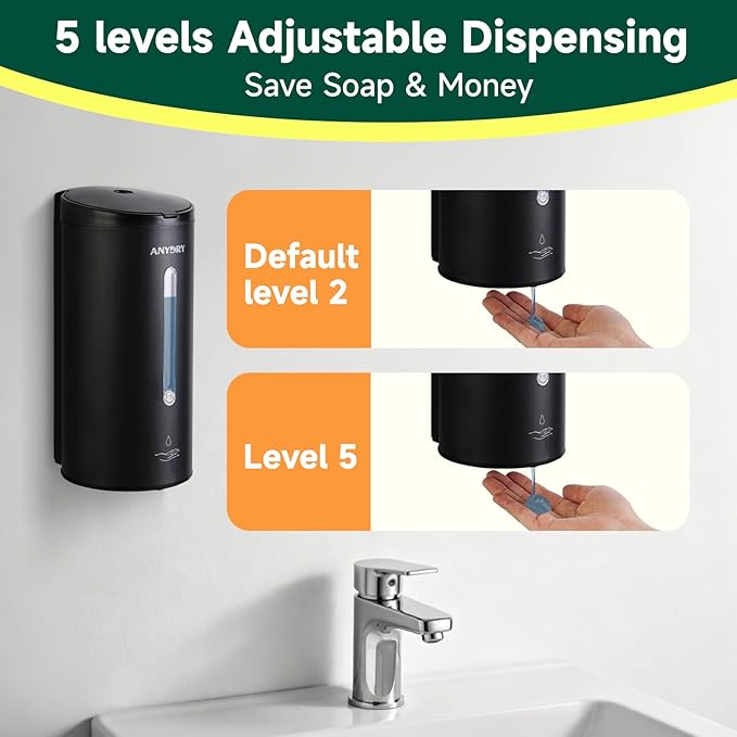 Professional 750ml Automatic Wall-Mounted Soap Dispenser with Anti-Corrosion Coating (Matte Black Stainless Steel)