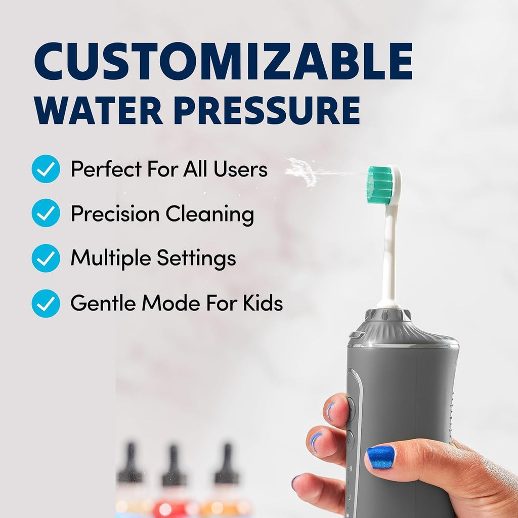 Professional Water Flosser - Advanced Dental Care for a Healthier Mouth, Gum, and Teeth - IPX7 Waterproof Oral Irrigator | 7 Replacement Tips, Travel-Friendly, Rechargeable - Oral Hygiene (Grey)