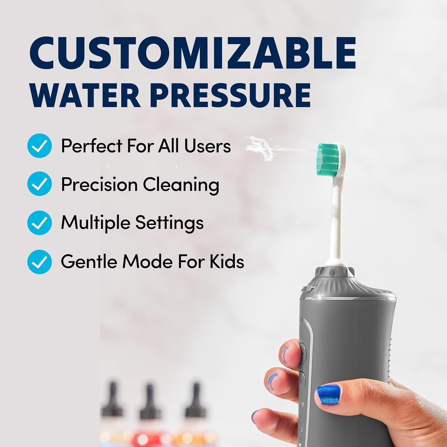 Professional Water Flosser - Advanced Dental Care for a Healthier Mouth, Gum, and Teeth - IPX7 Waterproof Oral Irrigator | 7 Replacement Tips, Travel-Friendly, Rechargeable - Oral Hygiene (Grey)