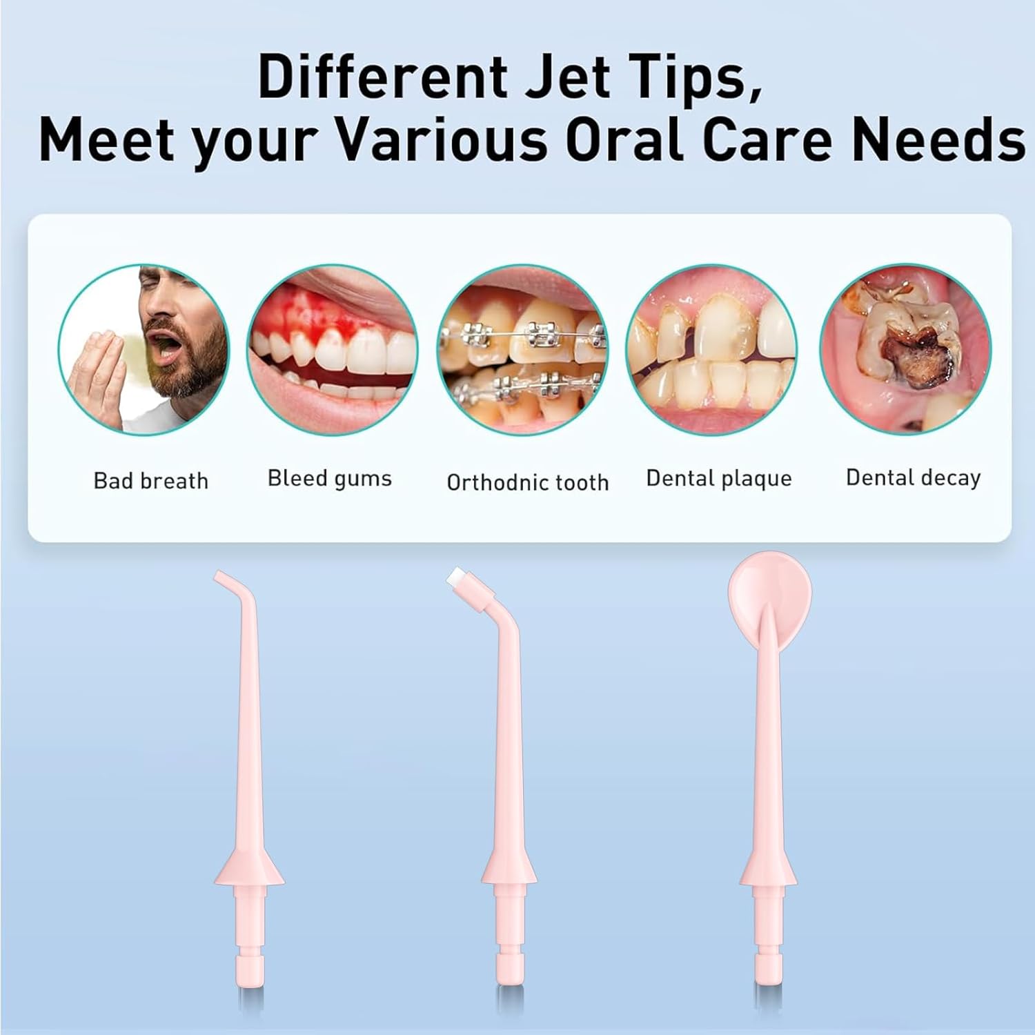 Water Dental Flosser Teeth Pick: Portable Cordless Oral Irrigator 320ML Rechargeable Travel Irrigation Cleaner with 5 Flossing Tips, IPX7 Waterproof Electric Flossing Machine for Teeth Cleaning