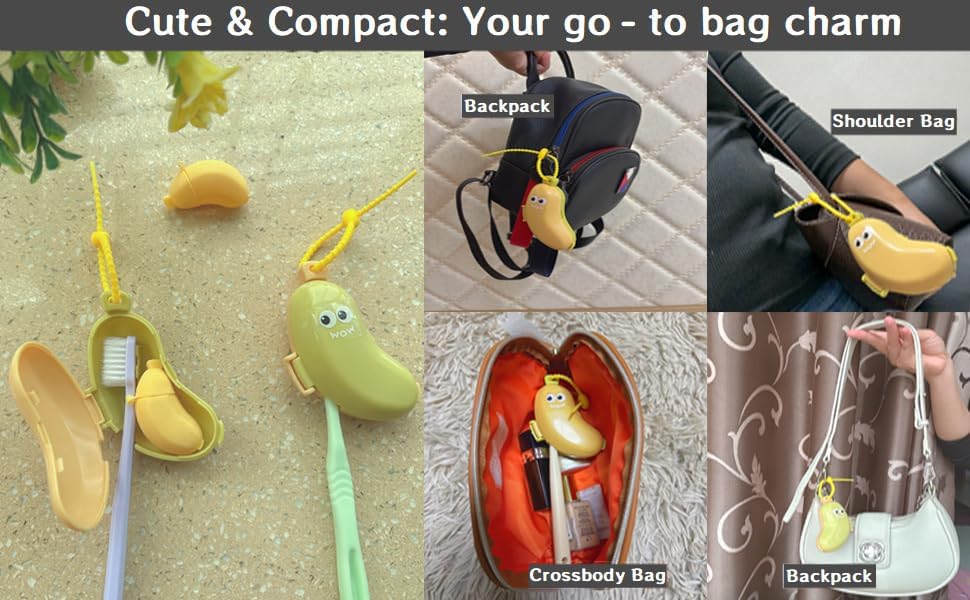 2-in-1 Travel toothbrush holder-Toothbrush covers with Toothpaste case,Portable Reusable Organizer with Banana smile-cute toothbrush cap for Electric&Manual Toothbrush,Ideal for Home&Travel (Green)