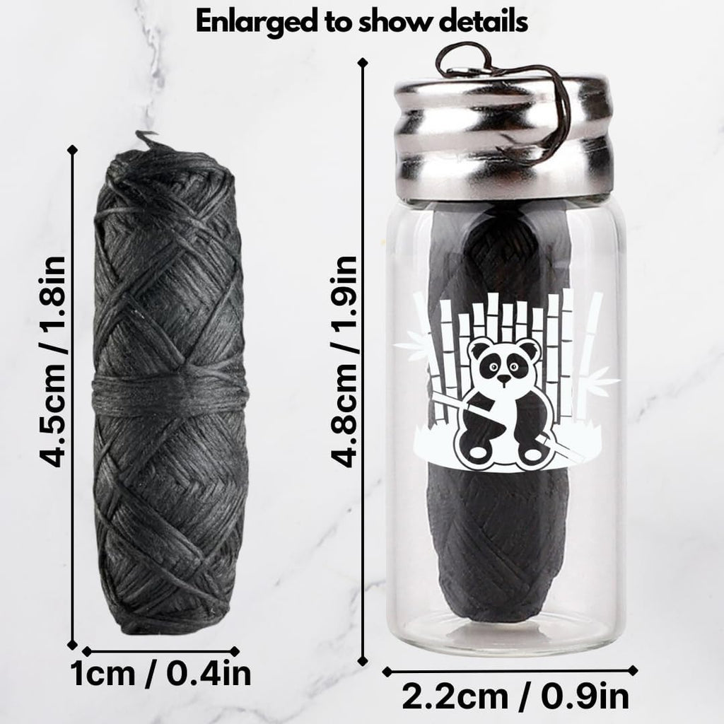 BOONBOO Dental Floss, Bamboo Charcoal Woven Thread, Glass Bottle + 3 Spools, Total 300FT/90M, Waxed, Coconut