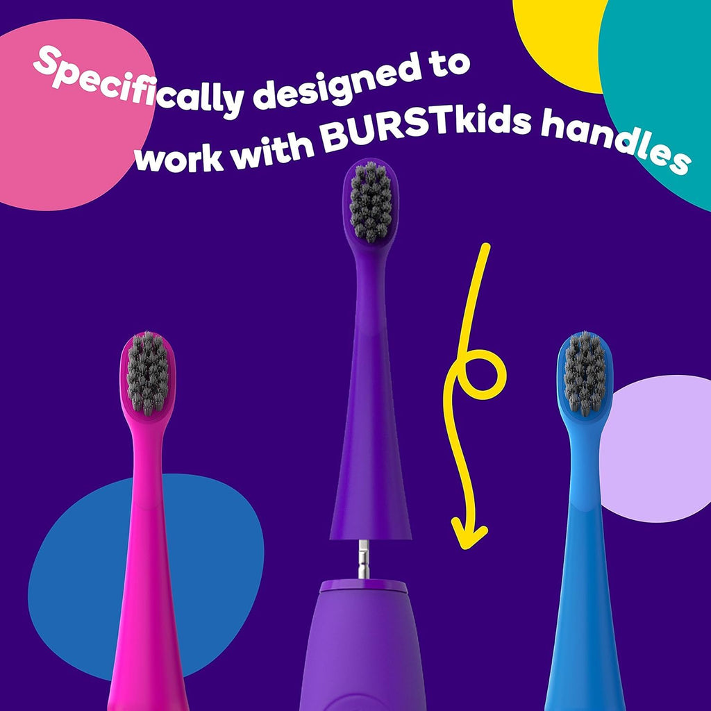 BURST Genuine Replacement Heads for Kids Electric Toothbrush (Seafoam Teal/3 Pack) | Perfect Fit | Ultra Soft Bristles | 9 Months of Supply