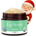 USDA Organic Lip Scrub Mint - USA Made with Natural Ingredients, Stocking Stuffers for Men & Wife, Sugar Scrubber Exfoliator for Dry Lips, Best Cheap Beauty Stocking Stuffers for Women & Teen Girls