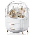 Makeup Organizers, Make Up Organizer for Vanity, Countertop Cosmetic Storage with Drawers and Transparent Cover for Bedroom Bathroom, White