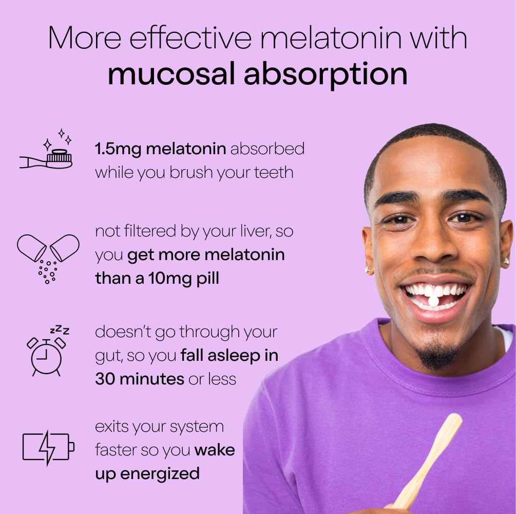 Duo Sleep Toothpaste Tablets | Melatonin w/Nano-Hydroxyapatite (nHa) - Whitening, Remineralize & Reduce Sensitivity | Sustainable & Plastic Free | Mint w/Lavender - 1 Bottle/62 Tablets