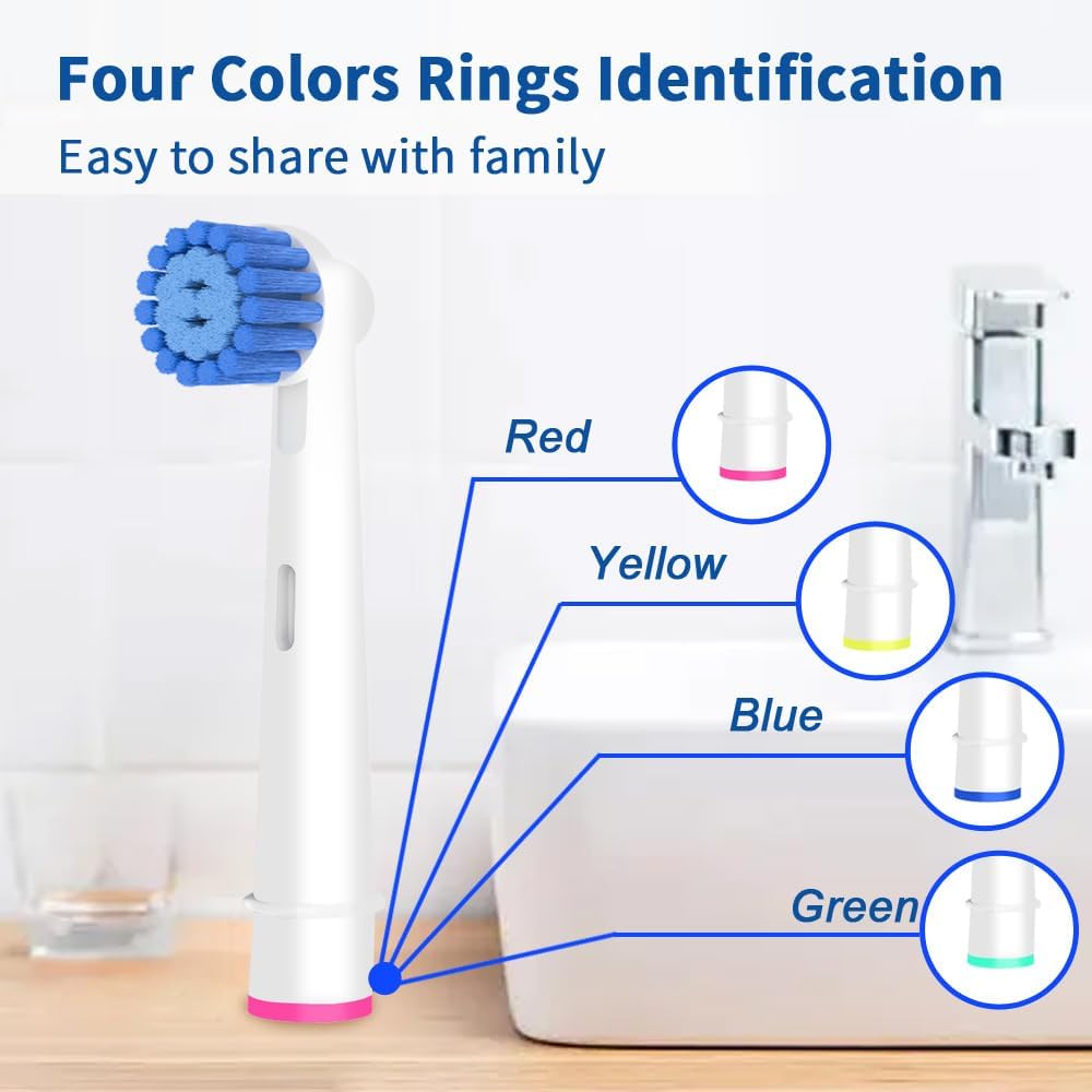 Sensitive Gum Care Brush Heads Compatible with Oral B Electric Toothbrushes, 8 Pack Professional Toothbrush Heads for Oral B Replacement Head Refills Pro 500/1000/1500/3000/3757/5000/7000/7500/8000.
