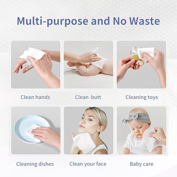 Disposable Face Towel, MSOEUESO Cotton Facial Tissues, Dry Face Cloths, Thick Facial Wipes, Makeup Remover Wipes, Ultra Soft for Adults and Baby 100 count, 1 pack