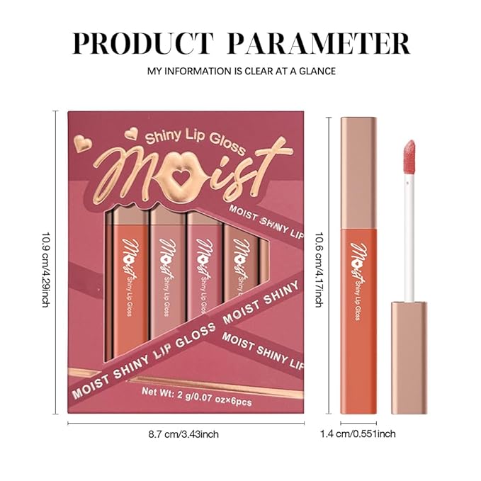 Lip Stain Hydrating High Shine – Lightweight Non-Sticky Glossy Lip Tint, Mirror Shine Moisturizing Lip Makeup for Plump & Full Lips, Long-Lasting Rich Color Lip Glaze, Soft Smooth Lip Gloss 1# to 6#