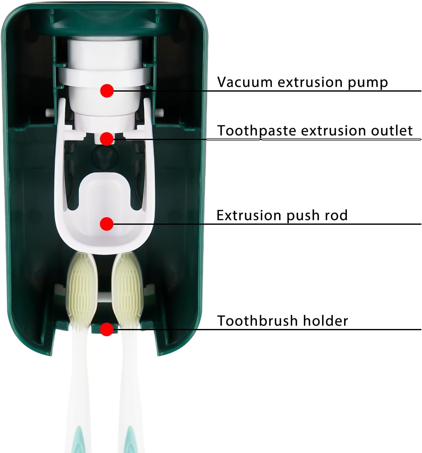 2 Slot Toothbrush Holder and Toothpaste Dispenser Wall Mounted, Automatic Toothpaste Squeezer, 2 in 1 Tooth Brush Toothpaste Organizer for Shower (Green 2Pack)