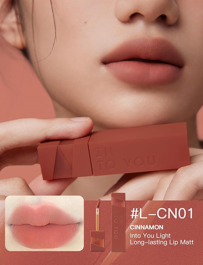 INTO YOU Matte Velvet Lip Stain Long Lasting Waterproof Lip Gloss Makeup Moisturizing Lipstick for Women (L-Cn01)