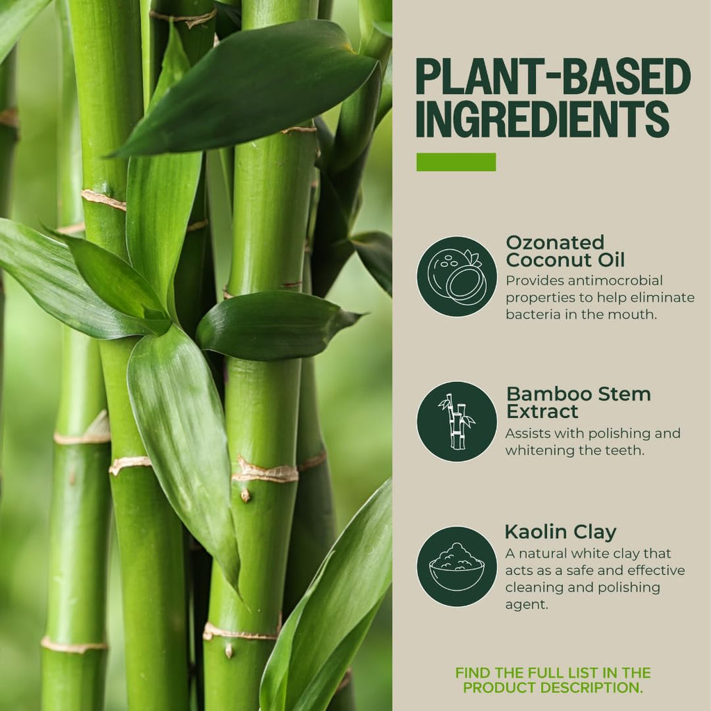 PurO3 Ozonated Toothpaste Powder – Fluoride Free Organic Remineralizing Tooth & Gum Cleaning – Natural Teeth Whitening & Plaque Remover – Ozone Infused Coconut Oil Dental Care with Peppermint, 37g