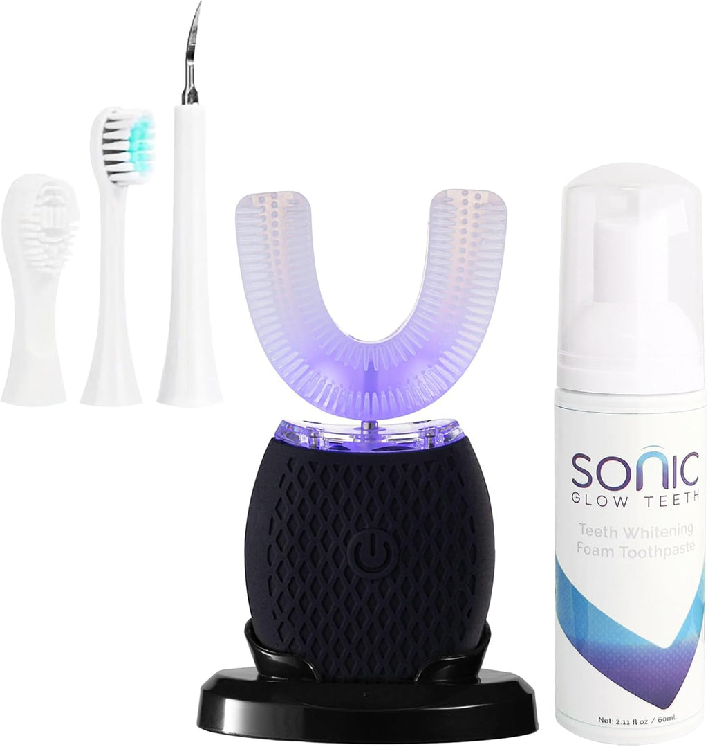 Ultrasonic Toothbrush for Adults - Automatic Electric Toothbrush with Soft Bristles Rechargeable Portable Waterproof Design 30s Timer, Wireless Charging Dual-Use for Travel & Home (Black)