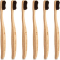 Virgin Forest Bamboo Toothbrush, Natural Eco Friendly Biodegradable Charcoal Tooth Brushes, Pack of 6