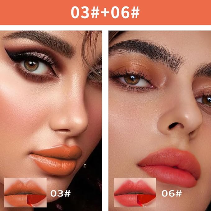 Matte Lip Liner Peel Off Lip Stain, Long Lasting Peel Off Lip Liner Stain, Peel-off Lip Gloss For All Skin Types, Transfer-proof Highly Pigmented Color Waterproof, (03#+06#, Pack of 2)