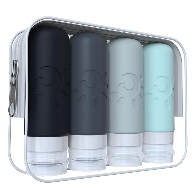 Travel Bottles for Toiletries, TSA Approved Travel Containers 3oz Leak Proof Travel Tubs Refillable Liquid Travel Accessories for Shampoo Conditioner Lotion Body Wash(Multicolored A)