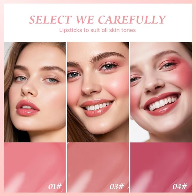 Lip Stain Hydrating High Shine – Lightweight Non-Sticky Glossy Lip Tint, Mirror Shine Moisturizing Lip Makeup for Plump & Full Lips, Long-Lasting Rich Color Lip Glaze, Soft Smooth Lip Gloss 01+03+04