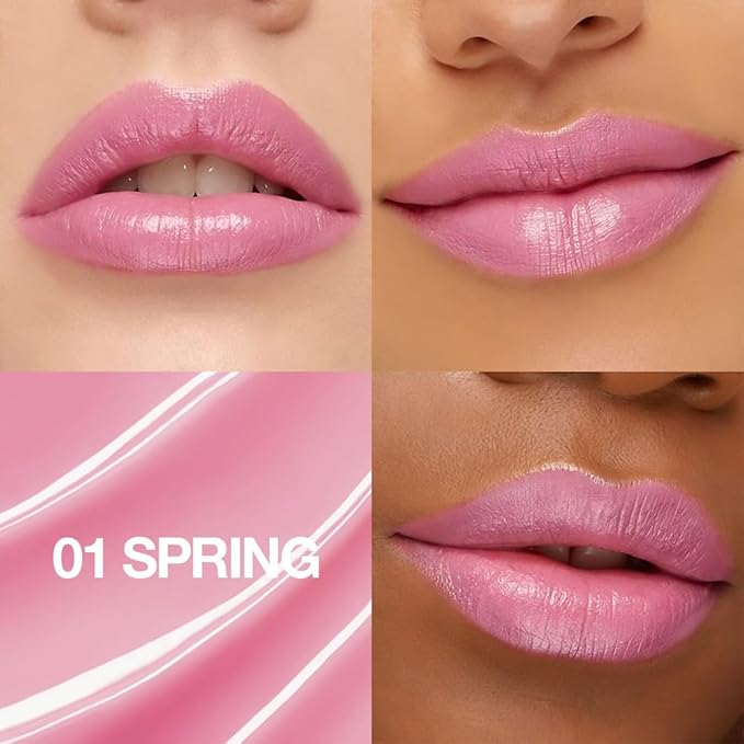 2Pcs Tinted Lip Balm Moisturizing Lipstick – Soft Pale Pink & Cool Plum Red Sheer Hydrating Lip Color for Dry Lips – Nourishing Lip Balm for All Women with a Subtle Natural Scent (S01 & S04)