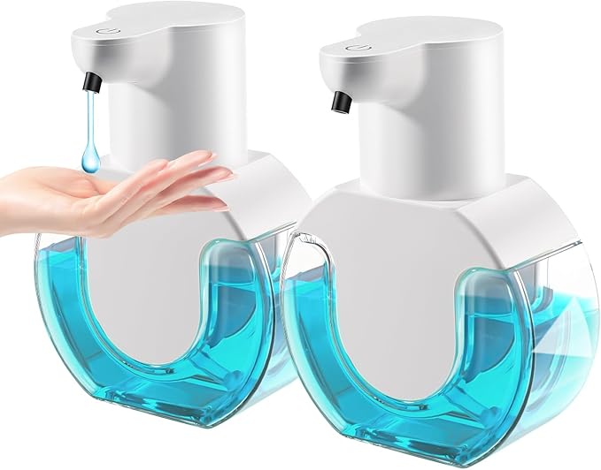 2 Pack Automatic Liquid Soap Dispenser,14.2oz/420ML Touchless Automatic Soap Dispenser,Rechargeabled Wall Mounted Smart Pump for Bathroom Kitchen