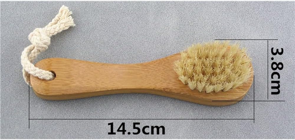 2 Pack 5.7" Bamboo Handle Dry Facial Cleansing Brush with Natural Boar Bristles, Face Brush Cleanser Skin Care Exfoliating Brush Scrubber.