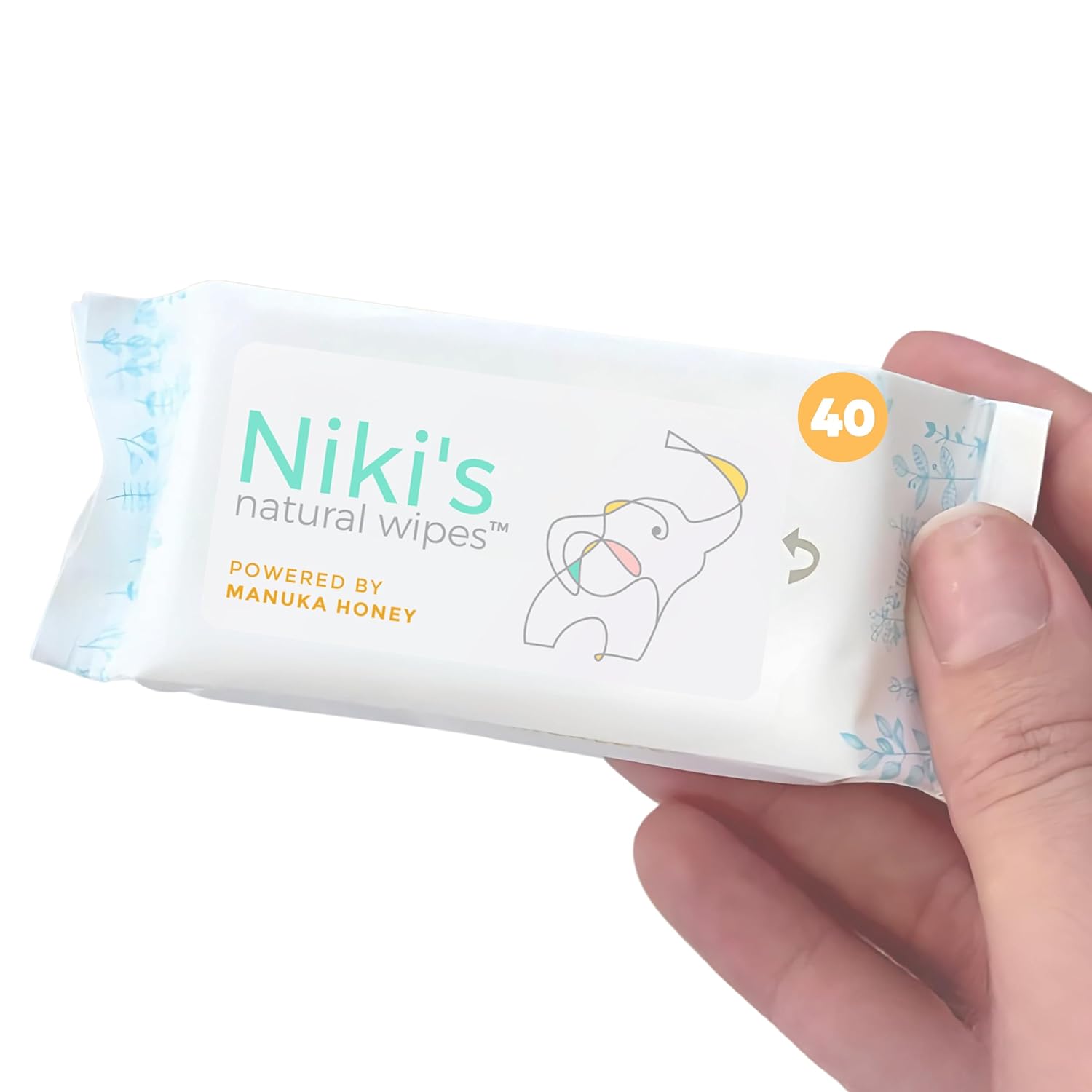 Niki's Natural Pocket Baby Wipes | Organic Baby Wipes Sensitive | Made with Manuka Honey and Coconut Oil, Unscented | EWG Verified | 320 Wipes (40 Pack x 8 Count Wipes)