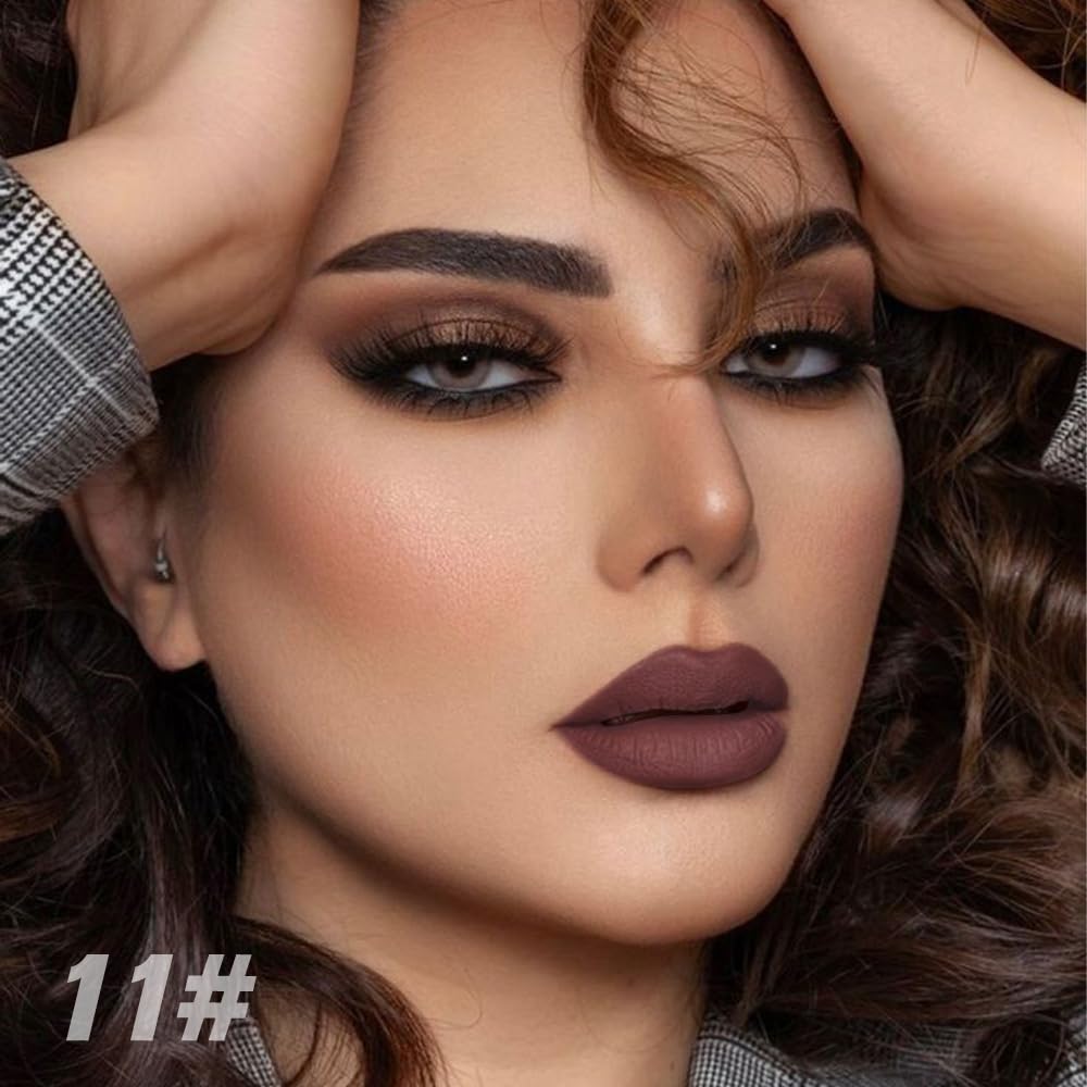 Kaely 3Pcs Chocolate Nude Brown Wine Longwear Liquid Lip Liner Waterproof, 24 Hour Long Lasting Lip Liner Stain Marker Pen, 2-in-1 Matte Semi Permanent Lipliner & Lipstick, 11+12+14