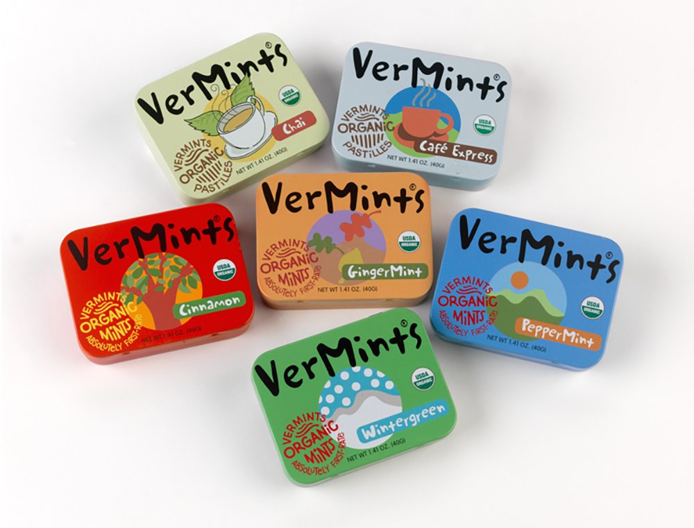 VerMints Organic Breath Mints GingerMint - Real Ginger Flavored Candies - Travel Size Tin - Non-GMO, Nut Free, Gluten Free, Vegan, Kosher Organic Candy Mints - 1.41oz Tins (Pack of 6)