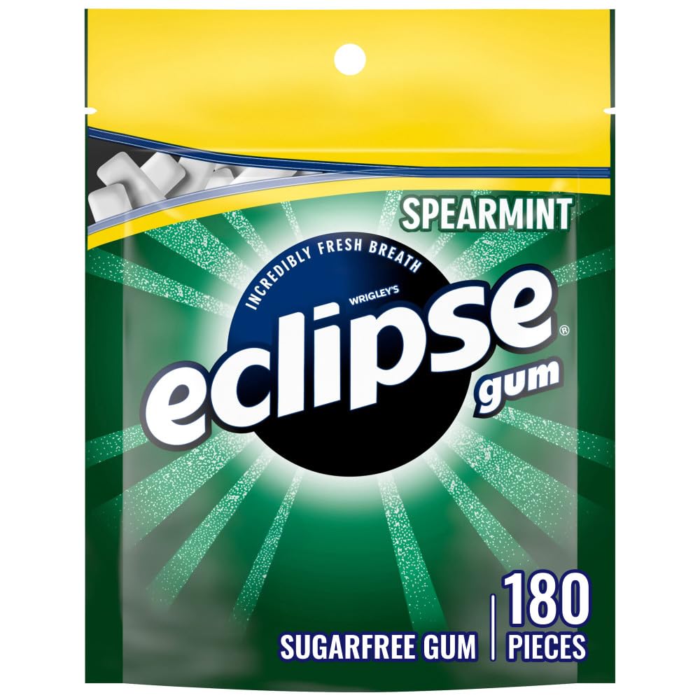 ECLIPSE Spearmint Chewing Gum Sugar Free, Mint Gum Bulk Pack, 8.8 Ounce (180 Piece Bag)