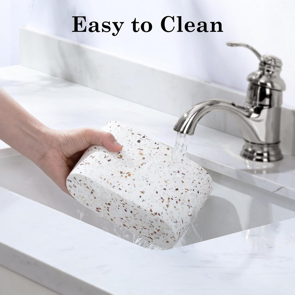 Luxspire Toothbrush Holder, 2 Slots Toothbrush and Toothpaste Holdersfor Bathrooms, Resin Toothbrush Holder Electric Toothbrush Stand for Vanity Countertop, Bathroom Accessories, Terrazzo