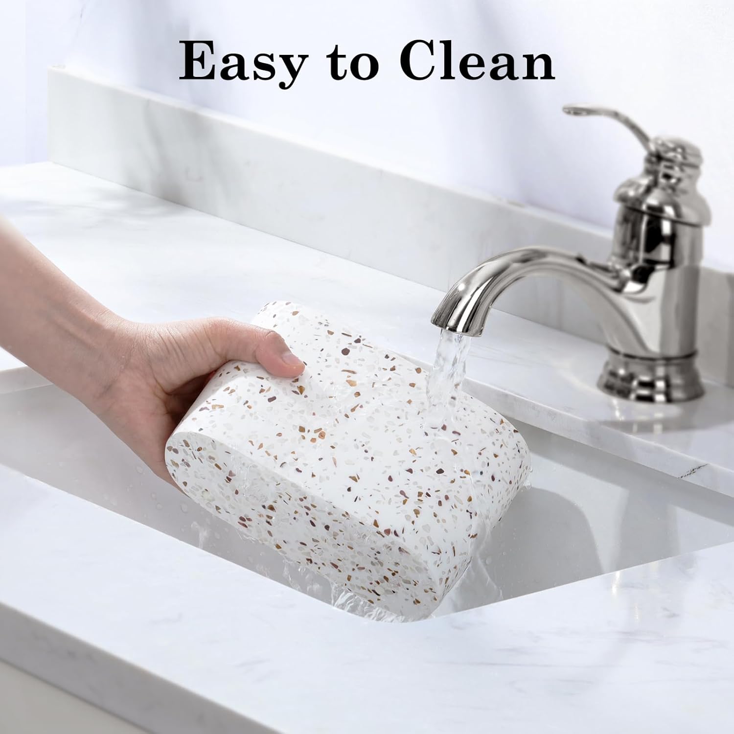 Luxspire Toothbrush Holder, 2 Slots Toothbrush and Toothpaste Holdersfor Bathrooms, Resin Toothbrush Holder Electric Toothbrush Stand for Vanity Countertop, Bathroom Accessories, Terrazzo