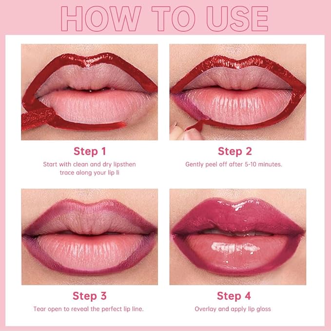 Dual-Ended Peel Off Lip Liner & Stain in Rose Petal Pink – Tattoo-Like Peel Off Lip Stain Liner + High Shine Hydrating Lip Tint, Long-Lasting Waterproof Smudge-Proof Duo for Plump Natural Pink Lips