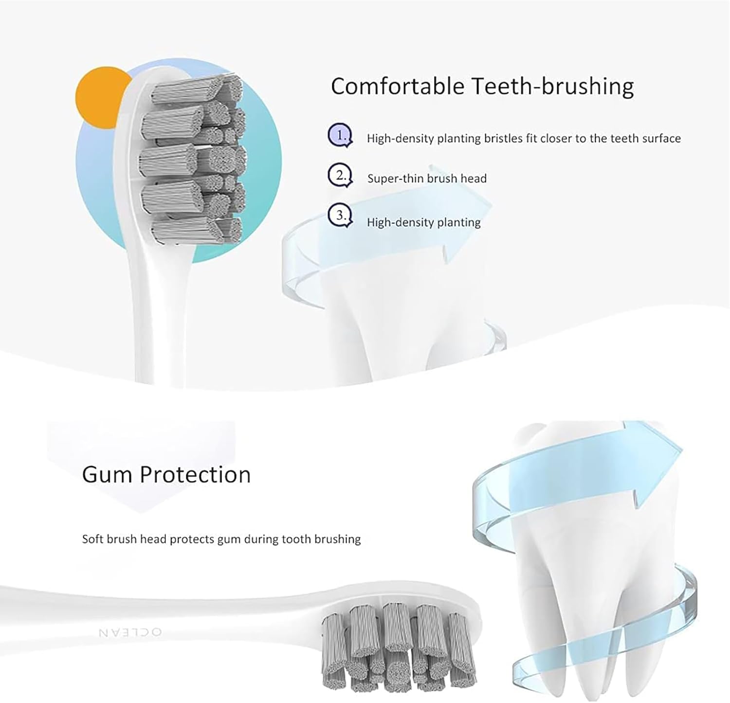GTHUNDER 8Pcs Electric Toothbrush Heads Suitable for Oclean.with Hygienic Caps,Vacuum-Packed.Fits Adapted for All Oclean Models x pro Elite, X, X Pro,Flow,F1,Air 2(Grey)