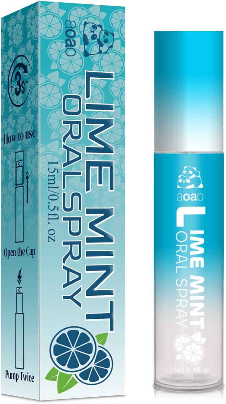 Oral Spray for Adults, Mouth Freshening Spray, Portable Peppermint Oral Freshener, Alcohol & Fluoride-Free Oral Care Mouth Spray, Travel, Dates, Office, Dry & Bad Breath,0.5fl.oz (Blue)