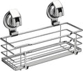 Suction Cup Shower Caddy, Shower Shelf Soap Dish with Hooks for Razor, Sponge, Rust Proof 304 Stainless Steel, Silver