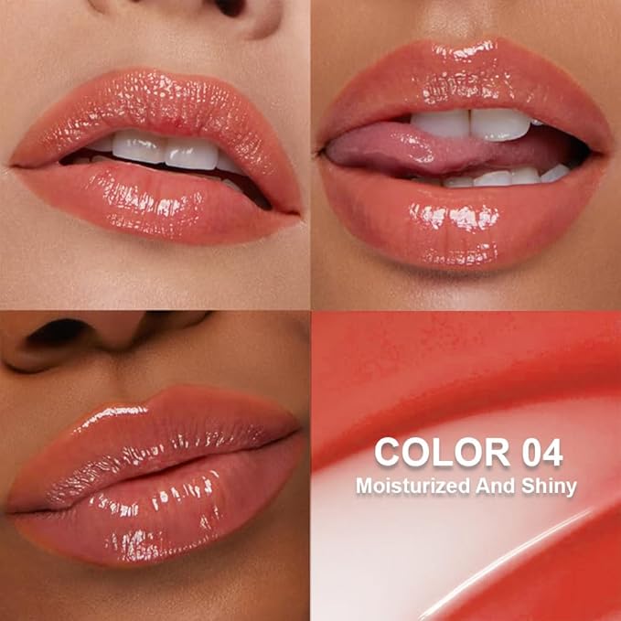 Summer Glow Reviver Lip Balm Butter Lip Gloss, Melting Lip Serum, Ultra-Hydrating Natural Vegan Lip Oil, Sheer-Tinted Shine & Hydration, Soothes & Softens Dry Lips (Red)